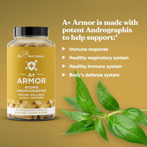 A+ Armor Andrographis Pure 800 Mg - Healthy Immune System Function, Potent Strength for Seasonal Protection