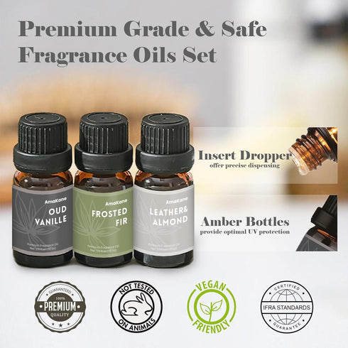 Set, Woodland & Winter Fragrance Oils AmaKane Fragrance Oil for Candle Making, Aromatherapy Essential Oils for Diffuser