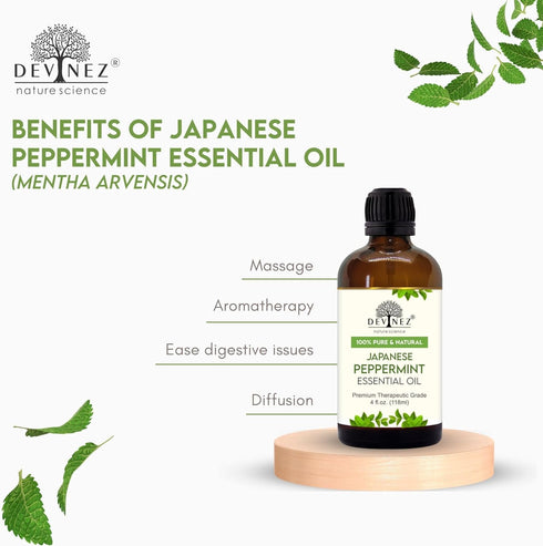 Japanese Peppermint Essential Oil with Premium Dropper - 100% Pure Natural Oil for Aromatherapy (118 ml)