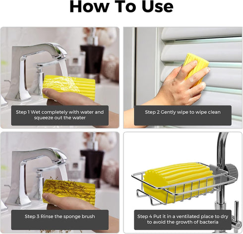 4-Pack Damp Clean Duster Sponge Brush for Cleaning Blinds, Glass, Baseboards, Vents, Mirrors (Yellow)