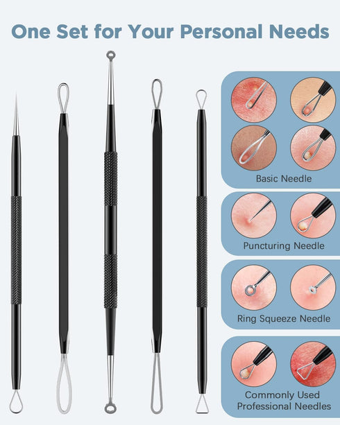 TAYTHI Blackhead Remover Tool Kit, Pimple Popper Extractor Tool for Face, Stainless Steel for Comedone, Zit, Acne,