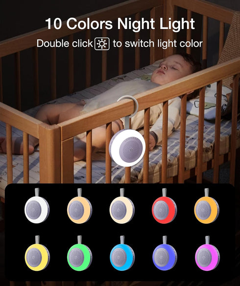 Machine,33 10 Portable Sound Machine,LEICEX White Noise Soothing Sound Colors Night Light Sleep Machine for Baby