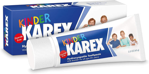 Kinder Karex Hydroxyapatite Kids Toddler Toothpaste, Fluoride Free, Clinically Tested, 2.3 oz