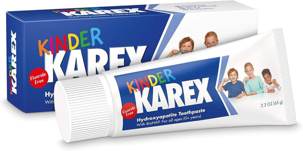 Kinder Karex Hydroxyapatite Kids Toddler Toothpaste, Fluoride Free, Clinically Tested, 2.3 oz