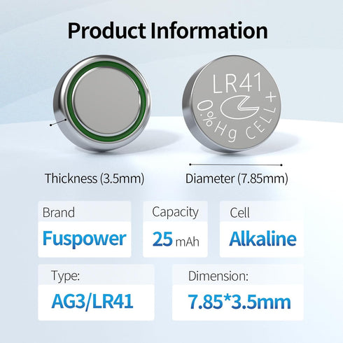 LR41 Batteries LR41 Button Batteries AG3 LR736 SR41 Watch Battery (40 Count, Pack of 1)