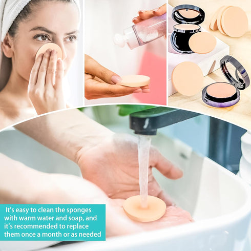 MotBach 100 PCS Nude Round Makeup Sponge, Cosmetic Foam Pad for Eye and Facial Powder Blender