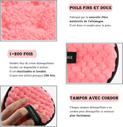 Vtrem 3 Colors Makeup Remover Pads, Reusable Soft Facial Cleaning Puffs, Double-Side Washable Microfiber Cloth
