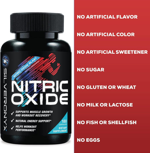 Extra Strength Nitric Oxide Supplement, 3X Strength L Arginine, Citrulline Malate, AAKG, Beta Alanine - 180 Capsules