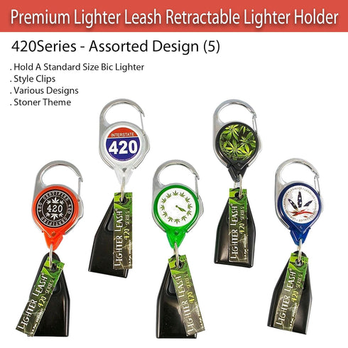 Lighter Leash The Leaf, Retractable Lighter Holder, 5 Count