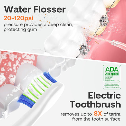 Bitvae Electric Toothbrush with Water Flosser, 5 Modes Electric Toothbrush for Adults, Upgraded Water Dental Flosser,