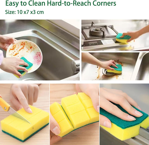 32 Count Non-Scratch Scrub Sponges, Heavy Duty Scrub Dish Sponges for Effortless Cleaning