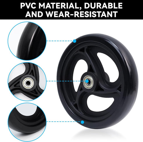 MY MIRONEY 2PCS Black Wheel Replacement Glide Caps for Wheelchairs, Walkers, PVC Front Wheels with Mounting Screws