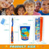 Dinosaurs 4-Piece Toothbrush Set for Kids, Travel Set with Toothbrush, Cap, Cup, and Carry Bag