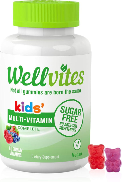 Kids Multivitamin Gummies - Sugar Free, Vegan, 60 Count, Vitamins A, D, B6, B12, and C