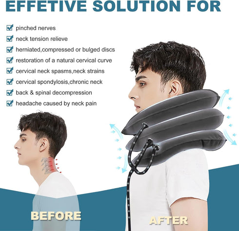 Neck Stretcher, Cervical Traction Device, Neck Traction Device, Adjustable Inflatable Neck Braces for Neck Pain