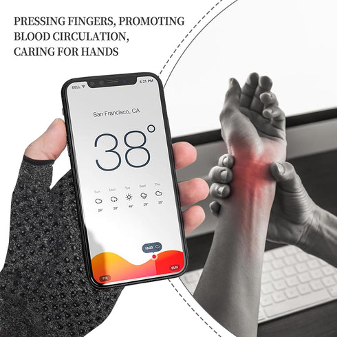2 Pairs Arthritis Compression Gloves, Provide Support Warmth for Carpal Tunnel, Fingerless Compression Gloves