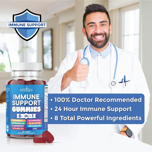 8 in 1 Immune Support Booster Supplement with Astragalus Root, Vitamin C and Zinc 50mg, Vitamin D 5000 IU, Turmeric