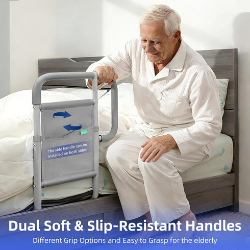 Xentrawave 350 LBS, Bed Rails for Elderly Adults, ASTM Approved Bed Assist Rail with Dual Non-Slip Handles for Easily