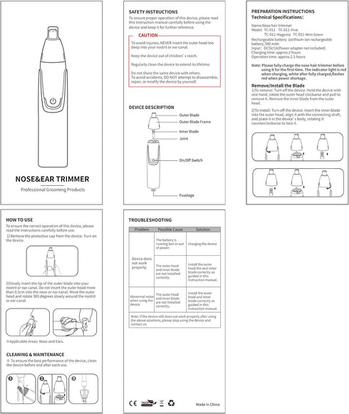 ZORAMI Rechargeable Ear and Nose Hair Trimmer, Professional Painless Eyebrow & Facial Hair Trimmer, Black