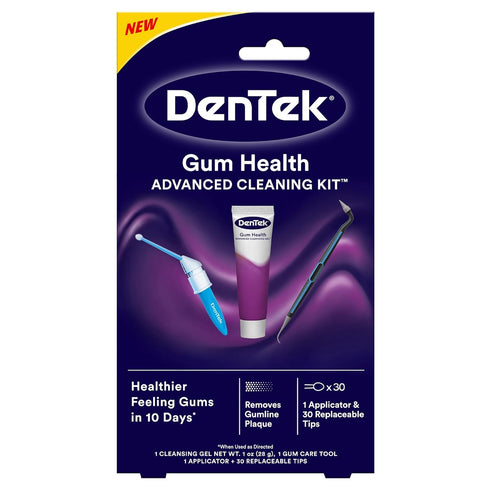 DenTek Gum Health Advanced Cleaning Kit, Oral Care Hygiene Kit with Gum Gel, Massager, and Plaque Scraper