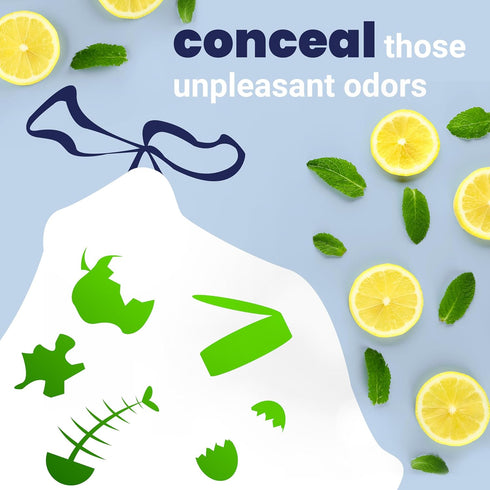 happimess HPM3100B-WHITE Lemon Scented Drawstring Trash Can Liner | 5.3-Gallon | White | 60-Count