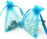 Boshen 100/200PCS Teal Blue Organza Gift Candy Sheer Bags, Mesh Jewelry Pouches Drawstring for Wedding Party Favors