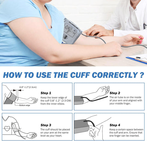 XXL Blood Pressure Cuff (22-60CM) Compatible with Omron 9”-24”, Extra Large BP Replacement Cuff with 6 Connectors