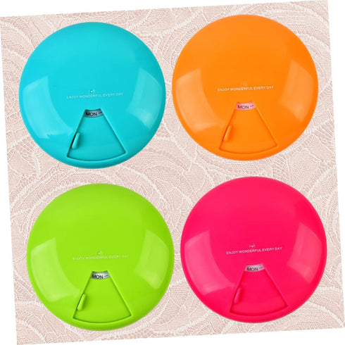 Set 4PCS 7 Portable Weekly Pill Organizer Rotating Medicine Case Compartments for Travel and Home Use Multi-Functional
