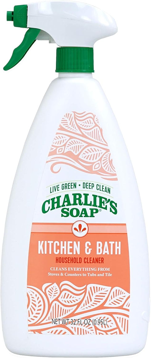 Pack, 32 oz Charlie's Soap Indoor Outdoor and Kitchen & Bath Cleaner Variety Each