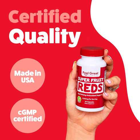 Feel Great Vitamins Superfruit Reds – Antioxidant Superfood with Polyphenols for Anti-Aging & Immune Support, 60