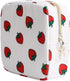 Teircno Period Bag for Women, Portable Corduroy Sanitary Napkin Storage Bag Strawberry Period