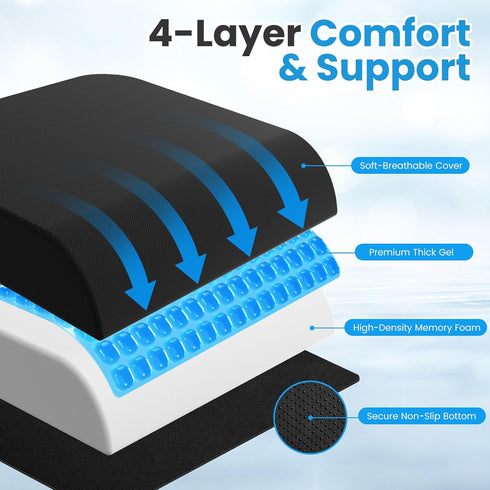 ComfyInLove Tailbone Wheelchair Seat Cushion for Pressure Relief, Cooling Gel Memory Foam Chair Cushion with Slope-Edge