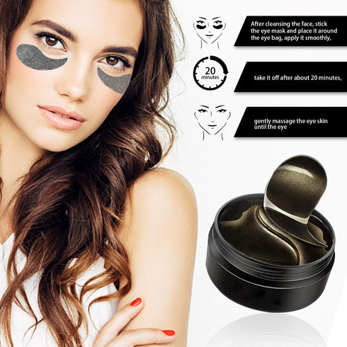 Under Eye Patches, Black Pearl Eye Mask, 60PCS Collagen Under Gel Pad for Dark Circles, Anti-Aging Treatments