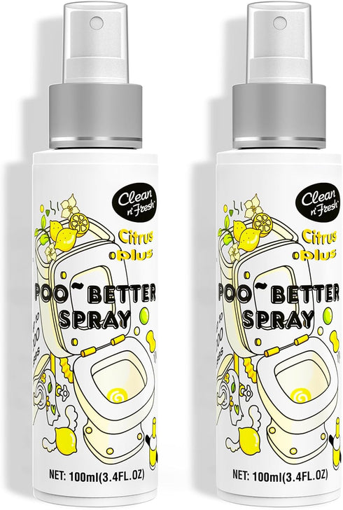 Clean-n-Fresh Toilet Spray, 6.8 Fl.oz Poo Spray, 100% Natural Plant Essential Oil Citrus Scent Bathroom Deodorizer