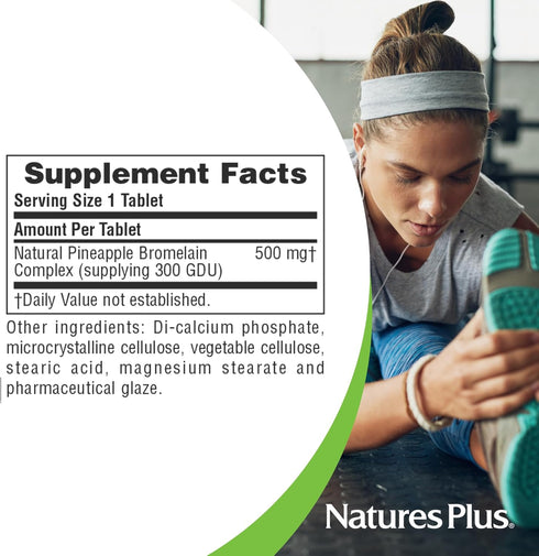 Natures Plus Bromelain 500 mg, Natural Proteolytic Supplement, 60 Vegetarian Tablets