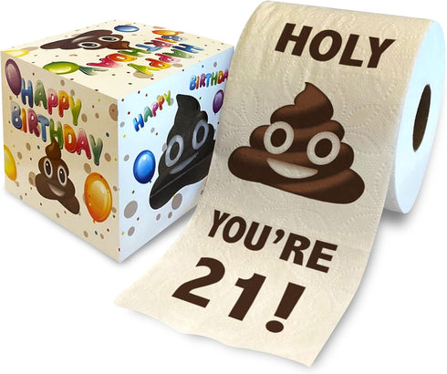 Printed TP 21st Birthday Gift Toilet Paper - Holy You're 21 Bday Party Funny Gag Gift, 500 Sheets