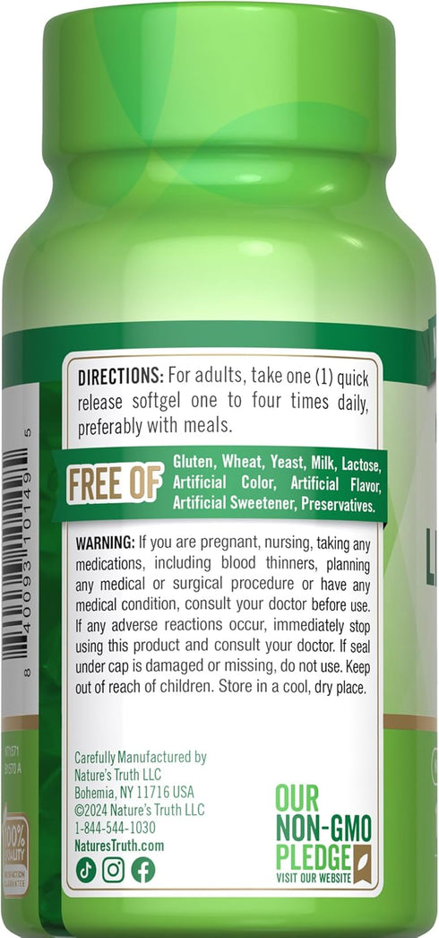 Nature's Truth Norwegian Cod Liver Oil | 100 Softgels with EPA & DHA | Non-GMO, Gluten Free Supplement