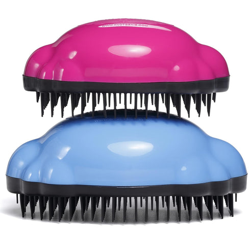 Knot Genie Detangling Hair Brush for Kids (Pink Relief) | Perfect Detangling Brush for Curly Hair, Gently Separate Tangles, Leaves Hair Smooth and Shiny | The Pain Free Knot Detangler