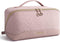 BAGSMART Travel Makeup Bag, Water-Resistant Cosmetic Pouch, Portable Organizer for Toiletries and Brushes, Pink