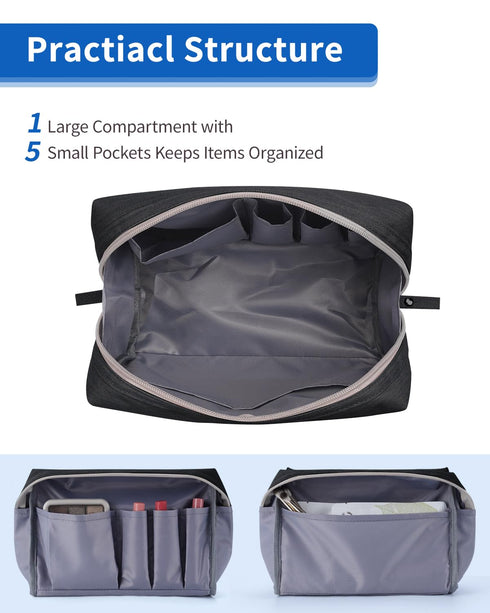 Narwey Makeup Bag Travel Cosmetic Organizer Toiletry Bag with Compartments for Women Girls (Large, Black)