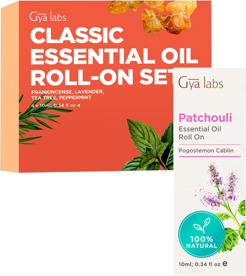 Classic & Patchouli Roll on Essential Oils Set for Skin - Aromatherapy