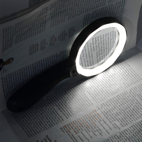 Magnifying Glass with Light, 10X Handheld Large Magnifier with 12 LED Illuminated Light for Reading, Inspection, Jewelry