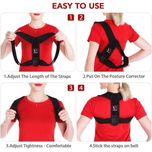 Schiara Posture Corrector Adjustable Back Brace for Men and Women, Comfortable Support for Back, Shoulder, Neck
