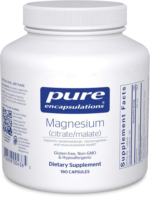 Pure Encapsulations Magnesium Supplement (Citrate/Malate) - Supports Nutrient Utilization, Energy, Bones & Heart