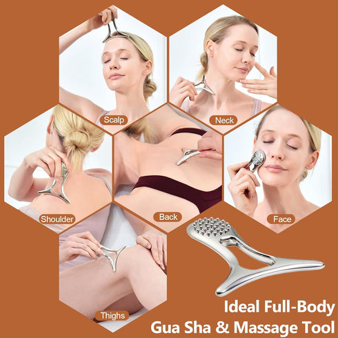 UIWOYI Lymphatic Drainage Massager & Anti Cellulite Massage Tools for Body Sculpting, Metal Gua Sha & Muscle Scraper