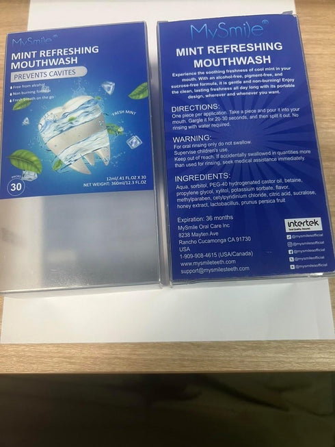 MySmile Mouthwash Alcohol Free, Travel Mouthwash for Adults, Kills 99% of Bad Breath Germs, Fresh Mint, 30 Uses (0.41