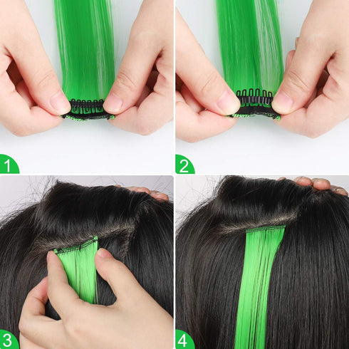 YaFex 12 Pcs 22 Inch Clip in Hair Extensions, Long Straight Colored Hairpieces for Women Kids Girls (Purple + Sapphire