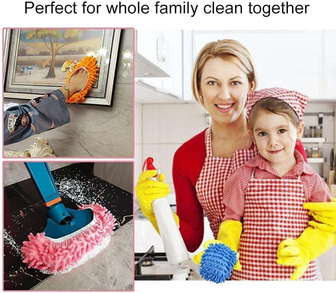 Yueiehe 5 (10 Pairs Pieces) Multi-Function Dust Duster Mop Slippers Shoes Cover, Soft Washable Reusable Microfiber Foot