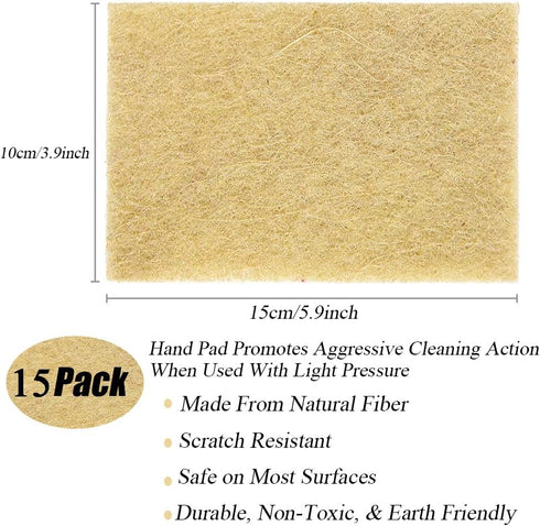 Natural Scouring Pads 15 Pack, Non-Scratch Eco-Friendly Coconut Fiber Kitchen Scrubbers for Dishes and Pots