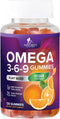 Omega 3 6 9 Vegan Gummies - Triple Strength Supplement for Heart and Brain Support, Non-GMO, Orange Flavor - 120 Gummies